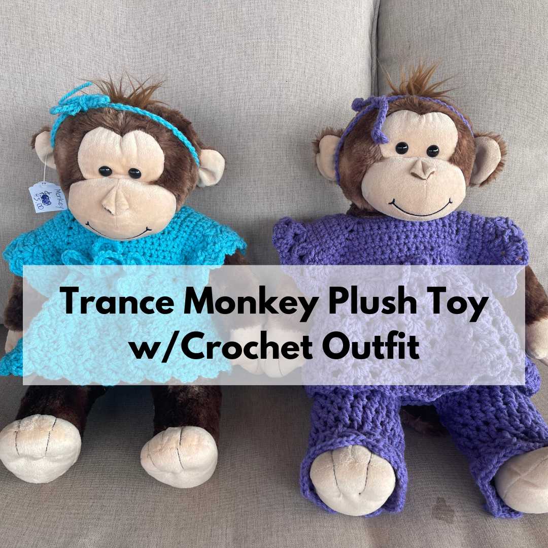Trance Monkey Plush Toy w/ Hand Crocheted Outfit eutaptics® FasterEFT